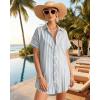 image:imageMANGOPOP Swimsuit Coverup for Women Striped Bathing Suit Cover Up Button Down Shirt Beach Cover Ups Dress 2026 Summer OutfitsLight Blue