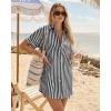 image:imageMANGOPOP Swimsuit Coverup for Women Striped Bathing Suit Cover Up Button Down Shirt Beach Cover Ups Dress 2026 Summer OutfitsNavy Blue