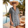image:imageMANGOPOP Swimsuit Coverup for Women Striped Bathing Suit Cover Up Button Down Shirt Beach Cover Ups Dress 2026 Summer OutfitsNavy Blue