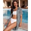 image:imageMANGOPOP Swimsuit Coverup for Women Striped Bathing Suit Cover Up Button Down Shirt Beach Cover Ups Dress 2026 Summer OutfitsNavy Blue
