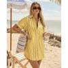 image:imageMANGOPOP Swimsuit Coverup for Women Striped Bathing Suit Cover Up Button Down Shirt Beach Cover Ups Dress 2026 Summer OutfitsYellow