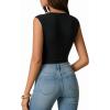 image:imageMANGOPOP Womens Boat Neck Double Lined Bodysuits Cap Sleeve Thong Basic Tank Body Suit Fitted Going Out Tops 202601 Black