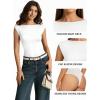 image:imageMANGOPOP Womens Boat Neck Double Lined Bodysuits Cap Sleeve Thong Basic Tank Body Suit Fitted Going Out Tops 202602 White