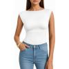 image:imageMANGOPOP Womens Boat Neck Double Lined Bodysuits Cap Sleeve Thong Basic Tank Body Suit Fitted Going Out Tops 202602 White