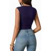 image:imageMANGOPOP Womens Boat Neck Double Lined Bodysuits Cap Sleeve Thong Basic Tank Body Suit Fitted Going Out Tops 2026Deep Blue