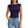 image:imageMANGOPOP Womens Boat Neck Double Lined Bodysuits Cap Sleeve Thong Basic Tank Body Suit Fitted Going Out Tops 2026Deep Blue