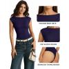 image:imageMANGOPOP Womens Boat Neck Double Lined Bodysuits Cap Sleeve Thong Basic Tank Body Suit Fitted Going Out Tops 2026Deep Blue