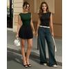 image:imageMANGOPOP Womens Boat Neck Double Lined Bodysuits Cap Sleeve Thong Basic Tank Body Suit Fitted Going Out Tops 2026Deep Green