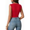 image:imageMANGOPOP Womens Boat Neck Double Lined Bodysuits Cap Sleeve Thong Basic Tank Body Suit Fitted Going Out Tops 2026Red