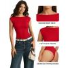 image:imageMANGOPOP Womens Boat Neck Double Lined Bodysuits Cap Sleeve Thong Basic Tank Body Suit Fitted Going Out Tops 2026Red