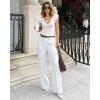 image:imageMANGOPOP Womens Deep V Neck Ruffle Sleeveless Body Suits Tank Top Bodysuit Going Out Sexy Fitted Summer Trendy OutfitsA02 White