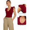 image:imageMANGOPOP Womens Deep V Neck Ruffle Sleeveless Body Suits Tank Top Bodysuit Going Out Sexy Fitted Summer Trendy OutfitsBurgundy