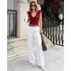 image:imageMANGOPOP Womens Deep V Neck Ruffle Sleeveless Body Suits Tank Top Bodysuit Going Out Sexy Fitted Summer Trendy OutfitsBurgundy