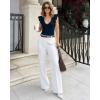 image:imageMANGOPOP Womens Deep V Neck Ruffle Sleeveless Body Suits Tank Top Bodysuit Going Out Sexy Fitted Summer Trendy OutfitsDeep Blue