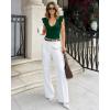 image:imageMANGOPOP Womens Deep V Neck Ruffle Sleeveless Body Suits Tank Top Bodysuit Going Out Sexy Fitted Summer Trendy OutfitsDeep Green
