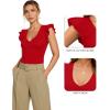 image:imageMANGOPOP Womens Deep V Neck Ruffle Sleeveless Body Suits Tank Top Bodysuit Going Out Sexy Fitted Summer Trendy OutfitsRed