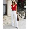 image:imageMANGOPOP Womens Deep V Neck Ruffle Sleeveless Body Suits Tank Top Bodysuit Going Out Sexy Fitted Summer Trendy OutfitsRed