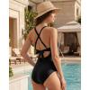 image:imageMANGOPOP Womens One Piece Swimsuits Tummy Control Cutout High Waisted Bathing Suits Tie Back Swim Suits 2026 Beach ClothesBblack