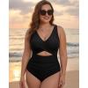 image:imageMANGOPOP Womens One Piece Swimsuits Tummy Control Cutout High Waisted Bathing Suits Tie Back Swim Suits 2026 Beach ClothesBblack