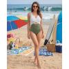 image:imageMANGOPOP Womens One Piece Swimsuits Tummy Control Cutout High Waisted Bathing Suits Tie Back Swim Suits 2026 Beach ClothesGreenandwhite Stripes