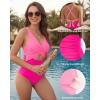 image:imageMANGOPOP Womens One Piece Swimsuits Tummy Control Cutout High Waisted Bathing Suits Tie Back Swim Suits 2026 Beach ClothesPink