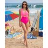image:imageMANGOPOP Womens One Piece Swimsuits Tummy Control Cutout High Waisted Bathing Suits Tie Back Swim Suits 2026 Beach ClothesPink