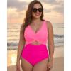 image:imageMANGOPOP Womens One Piece Swimsuits Tummy Control Cutout High Waisted Bathing Suits Tie Back Swim Suits 2026 Beach ClothesPink