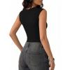 image:imageMANGOPOP Womens Sweetheart Neck Sleeveless Thong Bodysuit Sexy Mesh Ruched Double Lined Tank Top Body Suits Going Out TopsBlack