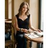 image:imageMANGOPOP Womens Sweetheart Neck Sleeveless Thong Bodysuit Sexy Mesh Ruched Double Lined Tank Top Body Suits Going Out TopsBlack