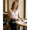 image:imageMANGOPOP Womens Sweetheart Neck Sleeveless Thong Bodysuit Sexy Mesh Ruched Double Lined Tank Top Body Suits Going Out TopsWhite