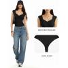 image:imageMANGOPOP Womens Sweetheart Neckline Thong Bodysuit Ruched V Neck Tank Top Body Suits Double Lined Sleeveless Going Out TopsA01 Black