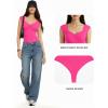image:imageMANGOPOP Womens Sweetheart Neckline Thong Bodysuit Ruched V Neck Tank Top Body Suits Double Lined Sleeveless Going Out TopsPink
