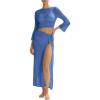 image:imageMANGOPOP 2 Piece Swimsuit Coverup for Women Crochet Bathing Suit Cover Up Set for Beach Pool VacationBlue