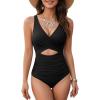 image:imageMANGOPOP Womens One Piece Swimsuits Tummy Control Cutout High Waisted Bathing Suits Tie Back Swim Suits 2026 Beach ClothesBblack