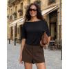 image:imageMANGOPOP Womens Boat Neck Half Sleeve Bodysuit 34 Sleeve Sexy Body Suit Casual Versatile One Shoulder Going Out Shirts TopsBlack