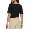 image:imageMANGOPOP Womens Boat Neck Half Sleeve Bodysuit 34 Sleeve Sexy Body Suit Casual Versatile One Shoulder Going Out Shirts TopsBlack