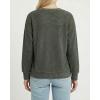 image:imageMANGOPOP Ribbed Henley Sweatshirt for Women Oversized Casual Long Sleeve Pullover Top with Decorative ButtonsArmy Green