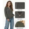 image:imageMANGOPOP Ribbed Henley Sweatshirt for Women Oversized Casual Long Sleeve Pullover Top with Decorative ButtonsArmy Green
