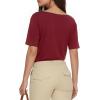 image:imageMANGOPOP Womens Boat Neck Half Sleeve Bodysuit 34 Sleeve Sexy Body Suit Casual Versatile One Shoulder Going Out Shirts TopsBurgundy