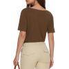image:imageMANGOPOP Womens Boat Neck Half Sleeve Bodysuit 34 Sleeve Sexy Body Suit Casual Versatile One Shoulder Going Out Shirts TopsCoffee