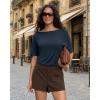 image:imageMANGOPOP Womens Boat Neck Half Sleeve Bodysuit 34 Sleeve Sexy Body Suit Casual Versatile One Shoulder Going Out Shirts TopsDeep Blue