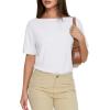 image:imageMANGOPOP Womens Boat Neck Half Sleeve Bodysuit 34 Sleeve Sexy Body Suit Casual Versatile One Shoulder Going Out Shirts TopsWhite