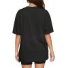 image:imageMANGOPOP Half Sleeve Oversized Tops for Women V Neck Loose Fit Casual Summer Trendy Gym Workout T Shirt Tops 2026Black