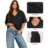 image:imageMANGOPOP Half Sleeve Oversized Tops for Women V Neck Loose Fit Casual Summer Trendy Gym Workout T Shirt Tops 2026Black