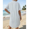 image:imageMANGOPOP Swimsuit Coverup for Women Striped Bathing Suit Cover Up Button Down Shirt Beach Cover Ups Dress 2026 Summer OutfitsA0light Blue