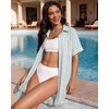 image:imageMANGOPOP Swimsuit Coverup for Women Striped Bathing Suit Cover Up Button Down Shirt Beach Cover Ups Dress 2026 Summer OutfitsA0light Blue