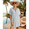 image:imageMANGOPOP Swimsuit Coverup for Women Striped Bathing Suit Cover Up Button Down Shirt Beach Cover Ups Dress 2026 Summer OutfitsA0light Blue