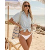 image:imageMANGOPOP Swimsuit Coverup for Women Striped Bathing Suit Cover Up Button Down Shirt Beach Cover Ups Dress 2026 Summer OutfitsA0light Blue