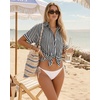 image:imageMANGOPOP Swimsuit Coverup for Women Striped Bathing Suit Cover Up Button Down Shirt Beach Cover Ups Dress 2026 Summer OutfitsA1navy Blue