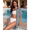 image:imageMANGOPOP Swimsuit Coverup for Women Striped Bathing Suit Cover Up Button Down Shirt Beach Cover Ups Dress 2026 Summer OutfitsA1navy Blue
